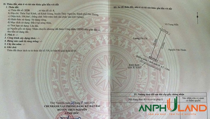 Chính chủ gửi bán 1 lô đất gần quốc lộ 10 phường Lưu Kiếm (Kênh Giang), TP Hải Phòng