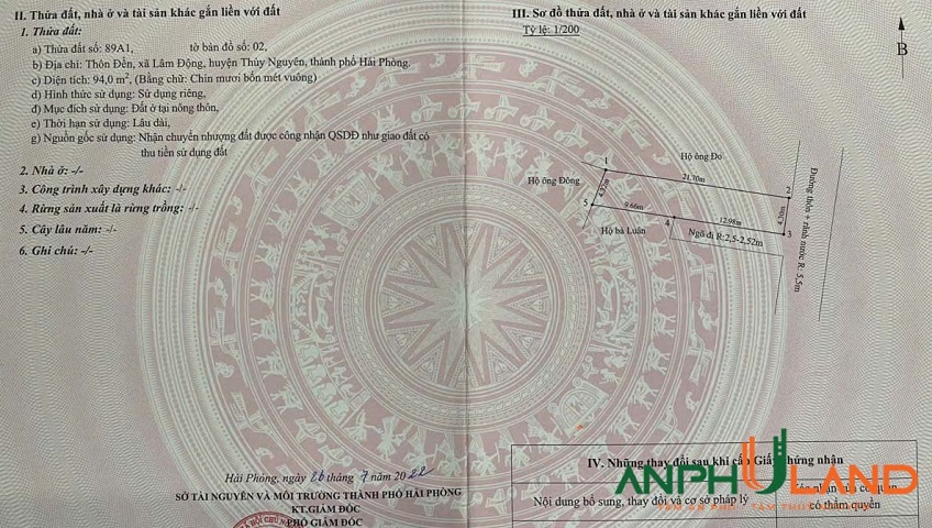 Chính chủ gửi bán lô đất TDP Đền, phường Thiên Hương (Lâm Động), TP Hải Phòng
