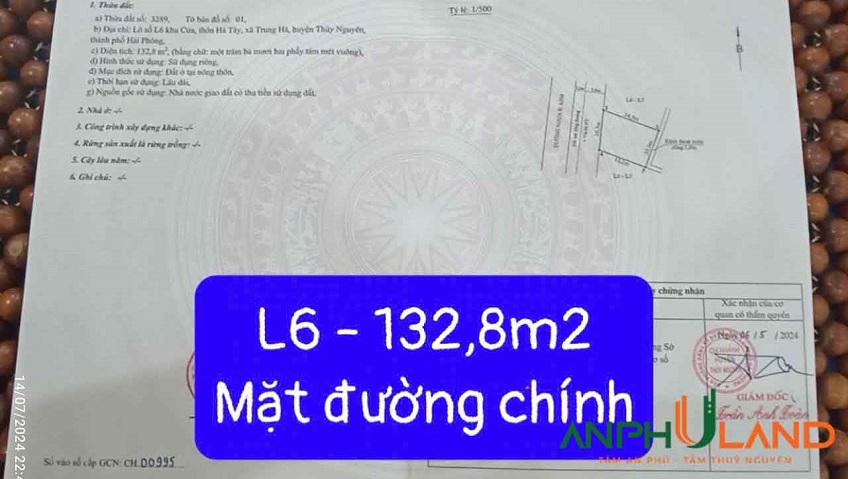 Cần bán vài lô đất đấu giá tại TDP Hà Lê, Phường Thủy Nguyên ( xã Trung Hà), TP Hải Phòng