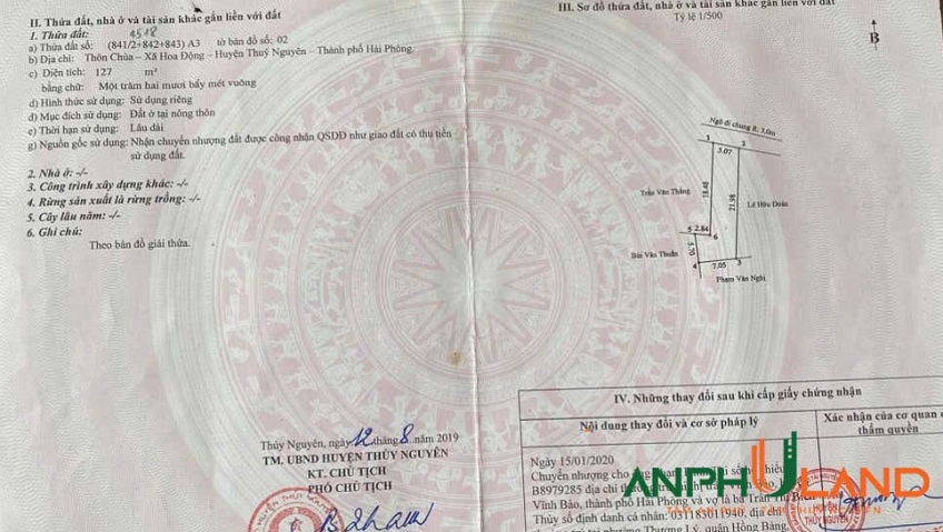 Bán lô đất đẹp TDP Chùa, phường Thuỷ Nguyên, TP Hải Phòng