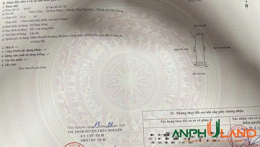 Chính chủ gửi bán lô đất tại TDP Chùa, phường Thủy Nguyên, TP Hải Phòng
