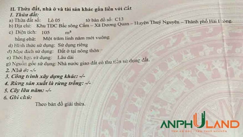 Cần bán siêu phẩm khu C, Bắc Sông Cấm, Phường Thủy Nguyên ( xã Dương Quan), TP Hải Phòng