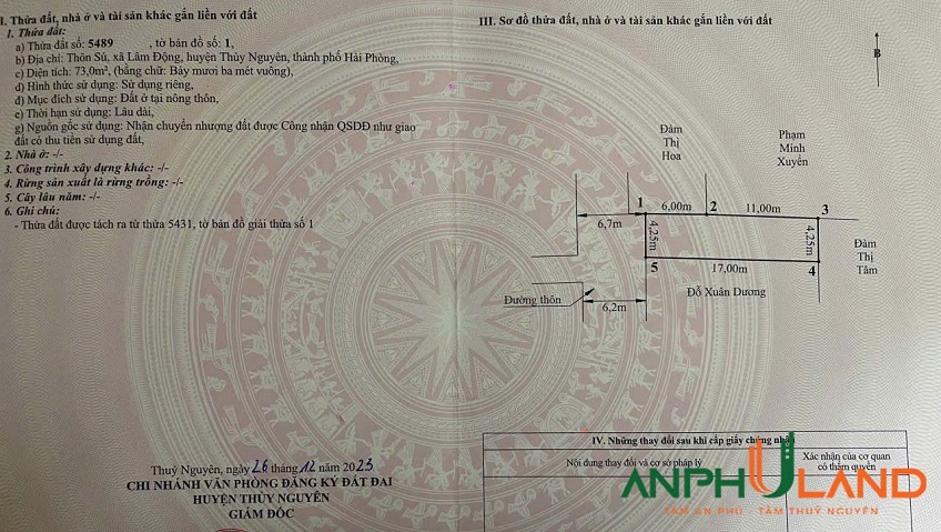 Chính chủ bán lô đất đẹp TDP Sú 1, phường Thiên Hương, TP Hải Phòng 