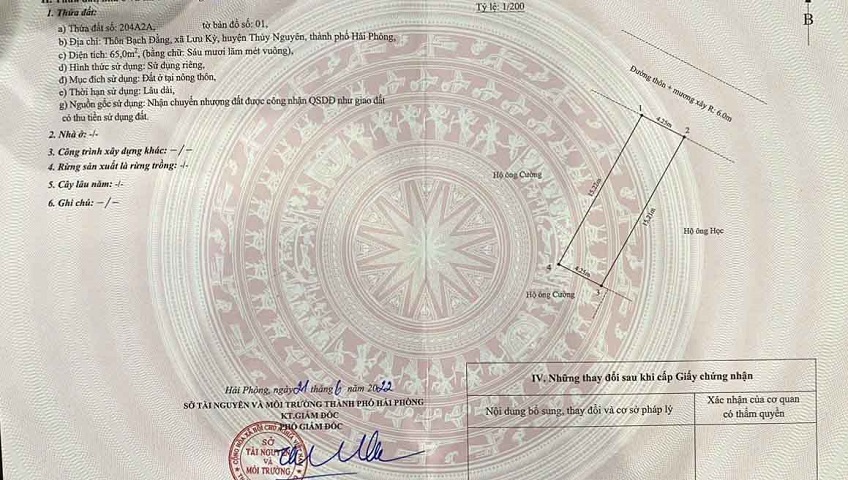 Cần bán hai lô đất liền kề đẹp không tỳ vết tại Phường Lưu Kiếm (xã Lưu Kỳ), TP Hải Phòng