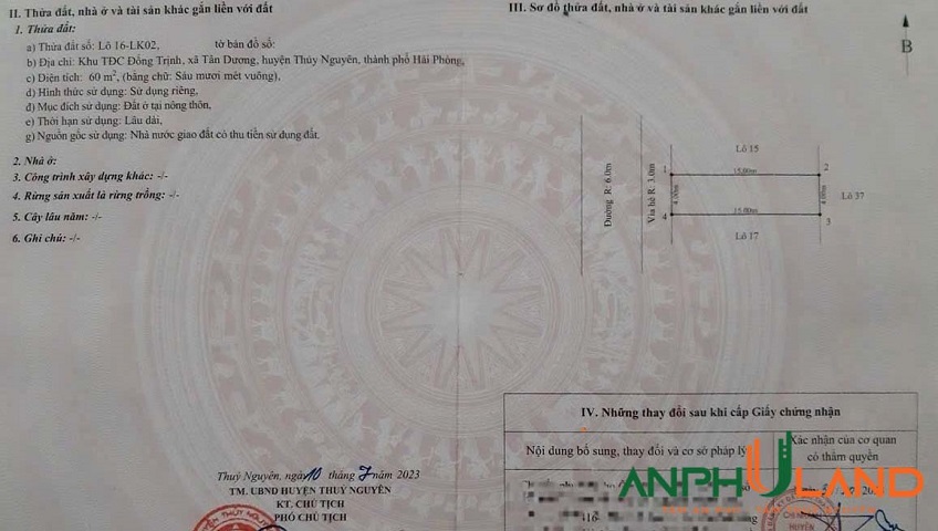 Chính chủ gửi bán lô đất TĐC Đống Trịnh, phường Thuỷ Nguyên, TP Hải Phòng