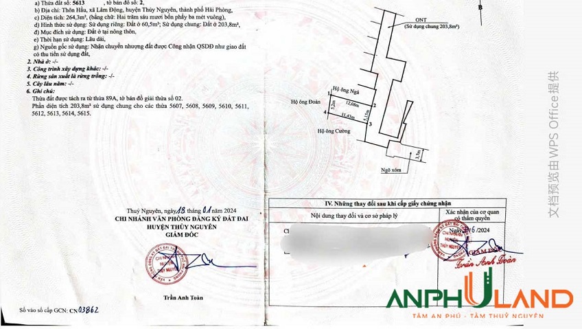 Chào bán lô đất tại TDP Hầu, phường Thiên Hương, TP Hải Phòng