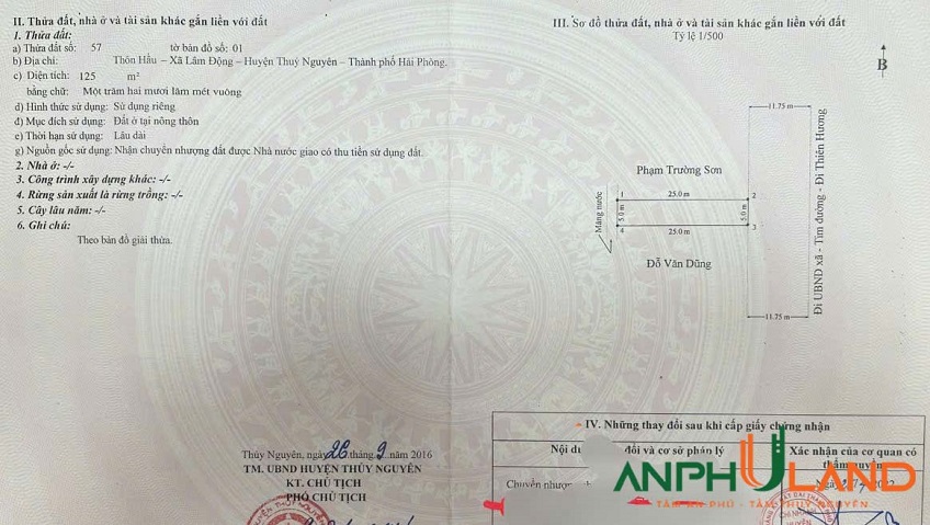 Bán lô đất 125m² mặt đường 203 phường Thiên Hương (Lâm Động), TP Hải Phòng