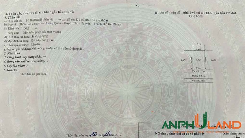 Cần bán lô đất TĐC Bấc Vang siêu đẹp tại phường Thủy Nguyên ( xã Dương Quan), TP Hải Phòng