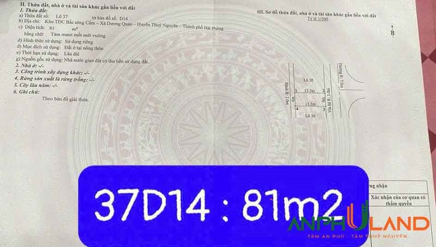 Cần bán vài lô khu D, TĐC Bắc Sông Cấm, Phường Thủy Nguyên ( xã Dương Quan), TP Hải Phòng