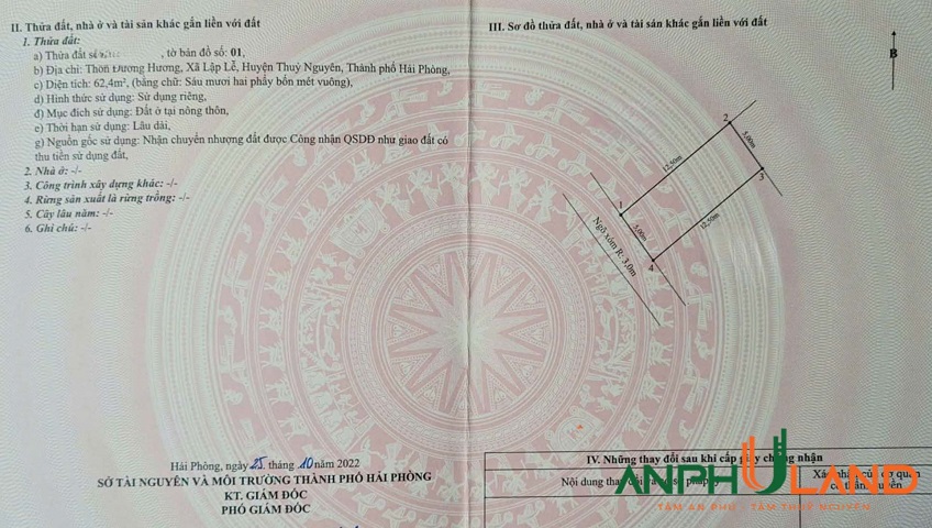 Bán lô đất siêu đẹp TDP Hương Dương, phường Nam Triệu, TP Hải Phòng