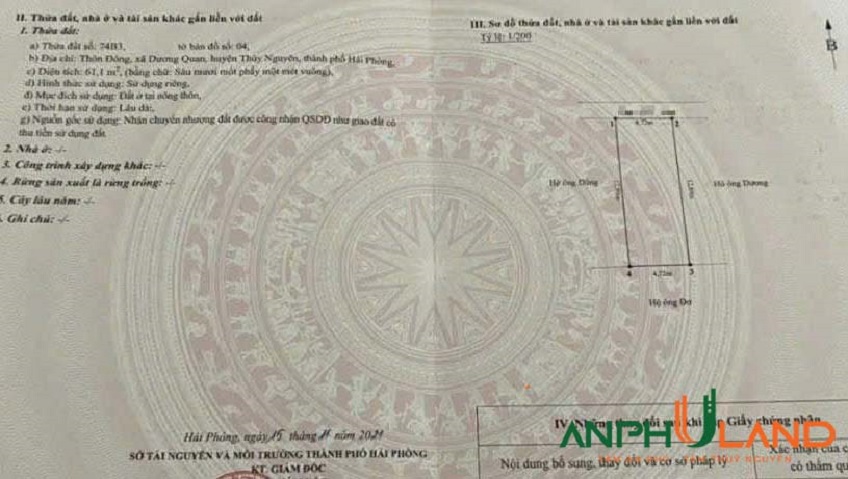 Chính chủ bán lô đất giá mềm tại TDP Đông, phường Thuỷ Nguyên (Dương Quan), TP Hải Phòng