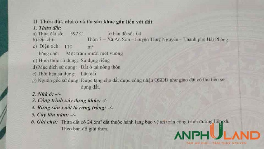 Cần bán lô đất trục liên xã Việt Khê ( xã An Sơn cũ), TP Hải Phòng