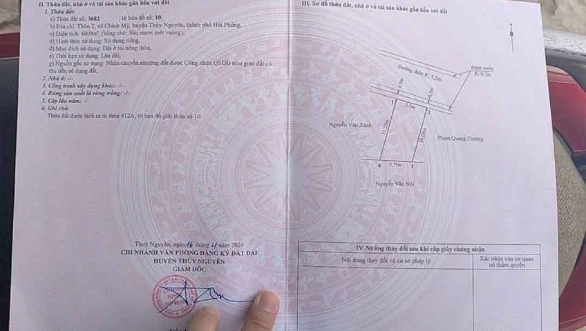 Cần bán gấp lô đất đẹp mặt đường Phường Lê Ích Mộc ( xã Chính Mỹ), TP Hải Phòng