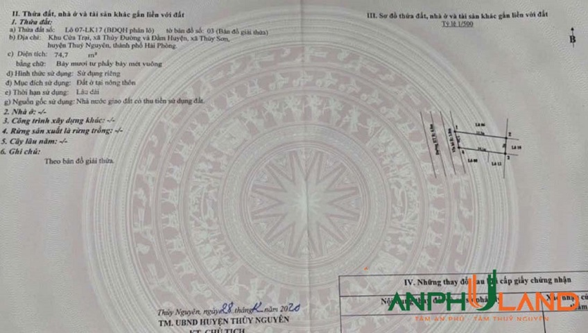 Siêu phẩm giá rẻ nhất Cửa Trại, phường Thuỷ Nguyên, TP Hải Phòng