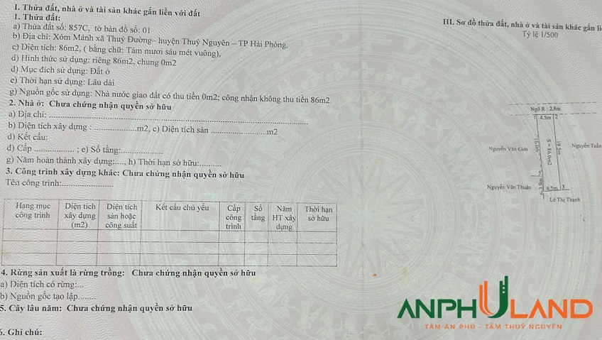 Chào bán lô đất tặng nhà cấp 4 tại phường Thuỷ Nguyên (Thuỷ Đường), TP Hải Phòng
