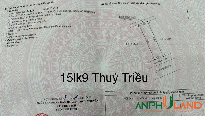 Bán lô 15-LK09 chính chủ giá rẻ tại khu đấu giá Thuỷ Triều, phường Hoà Bình, TP Hải Phòng