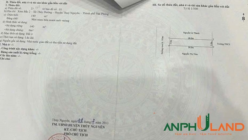 Chào bán lô đất đẹp tại TDP Bấc 2, phường Thuỷ Nguyên, TP Hải Phòng