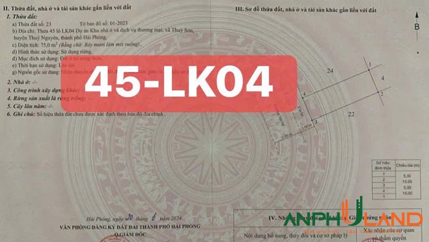 Bán 1 số lô tại KĐT Tân Quang Minh, phường Thuỷ Nguyên, TP Hải Phòng 