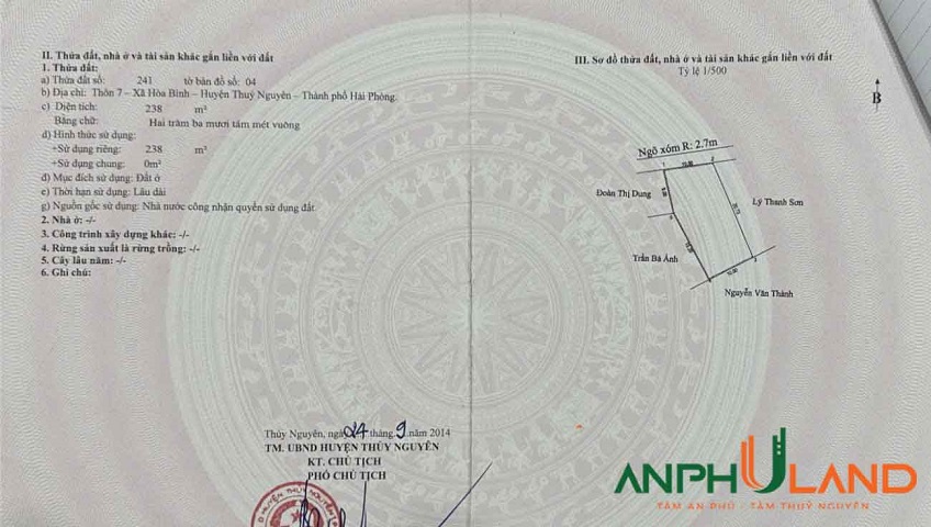 Cần bán lô đất đẹp mặt tiền rộng tại Phường Hòa Bình, TP Hải Phòng