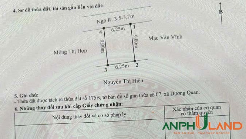Bán lô đất 56,25m² trung tâm phường Thuỷ Nguyên (Dương Quan), TP Hải Phòng