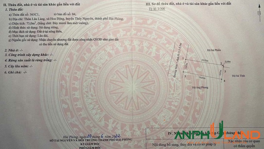  Chào bán lô đất mặt đường trải nhựa tại phường Thuỷ Nguyên (Hoa Động), TP Hải Phòng