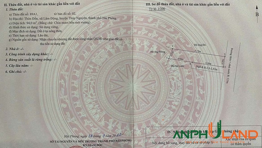 Chính chủ gửi bán lô đất tại TDP Đầm Đền, phường Thiên Hương, TP Hải Phòng