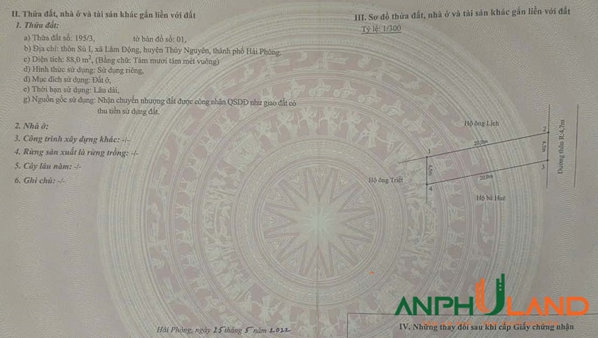 Chủ bán lô đất mặt đường phường Thiên Hương (Lâm Động), TP Hải Phòng