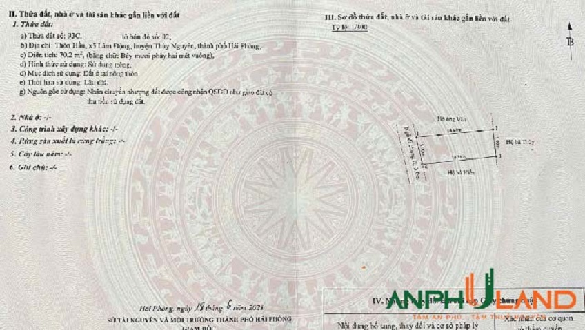 Chào bán lô đất đẹp tại TDP Hầu, phường Thiên Hương (Lâm Động), TP Hải Phòng