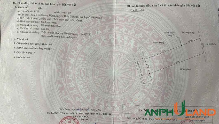 Chính chủ gửi bán lô đất đẹp tại Phường Thiên Hương ( xã Hoàng Động), TP Hải Phòng