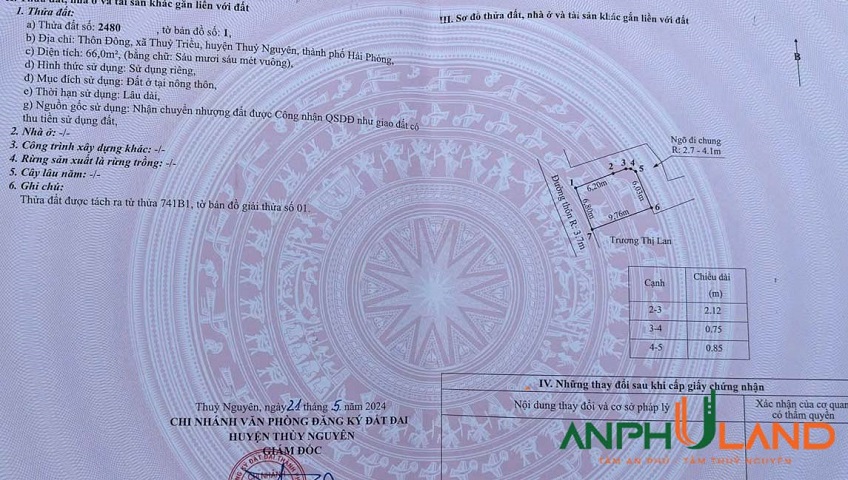 Bán lô góc 3 mặt tiền tại phường Hoà Bình (Thuỷ Triều), TP Hải Phòng