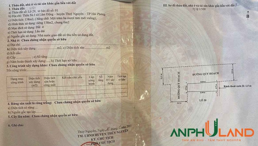 Cần bán phân lô Vườn Ổi Phường Thiên Hương ( xã Lâm Động), TP Hải Phòng