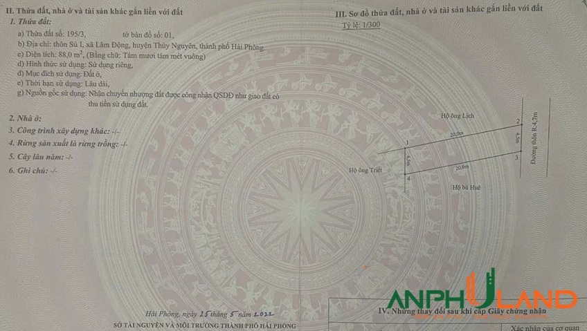 Bán lô đất đẹp mặt đường phường Thiên Hương (Lâm Động), TP Hải Phòng