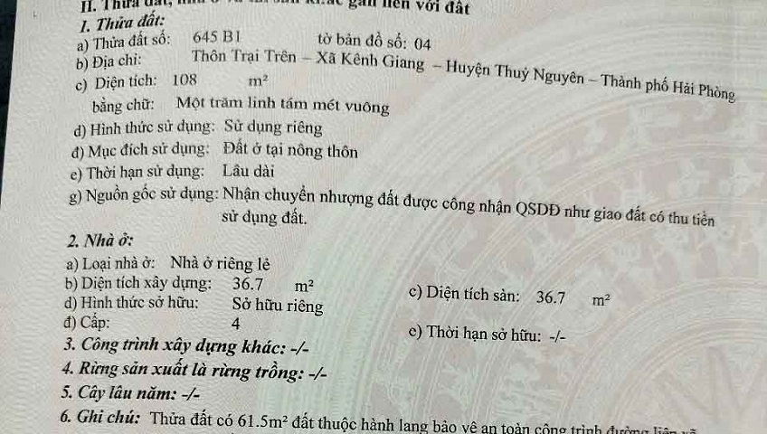 Chào bán lô đất đẹp tại Phường Lưu Kiếm ( xã Kênh Giang), TP Hải Phòng