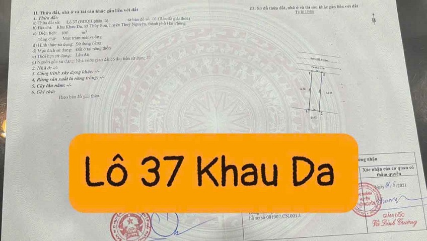 Cần bán lô đất siêu đẹp tại phân lô Khau Da, Phường Thủy Nguyên, TP Hải Phòng