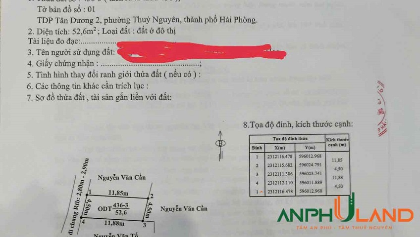 Cần bán lô đất tại trung tâm hành chính phường Thủy Nguyên ( xã Tân Dương), TP Hải Phòng