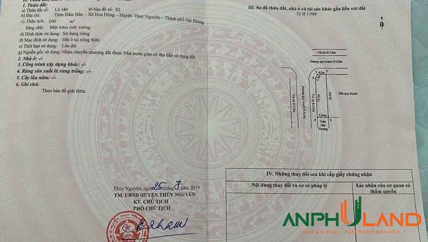 Cần bán lô góc tại chung cư Huê phường Thủy Nguyên ( xã Hoa Động), TP Hải Phòng