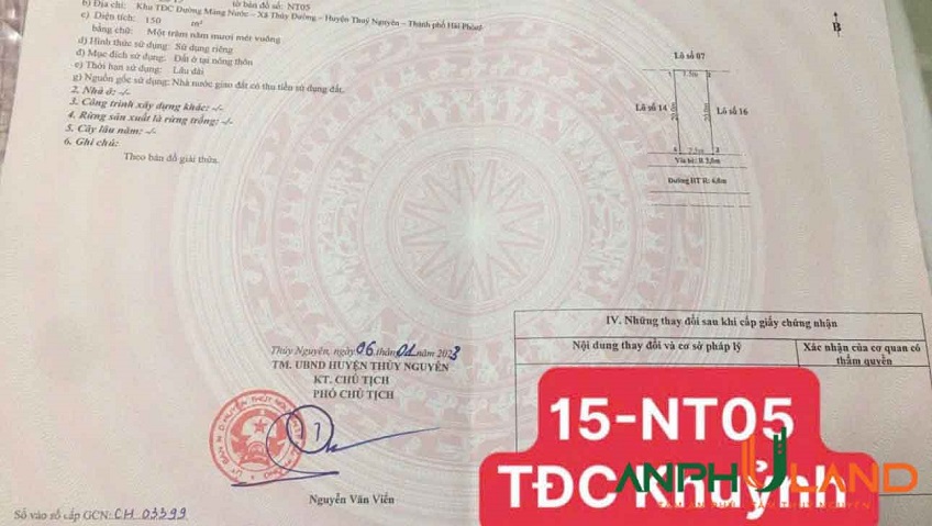Chính chủ cần bán lô biệt thự TĐC Khuỷnh, Phường Thuỷ Nguyên, TP Hải Phòng