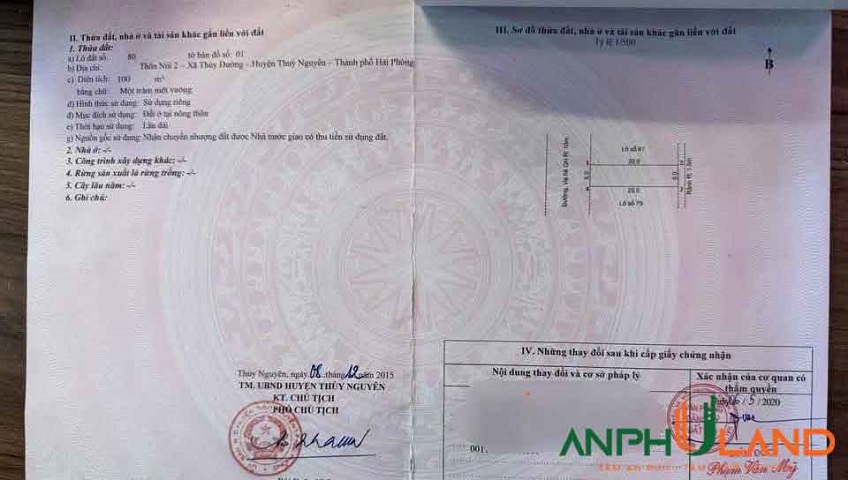  Chính chủ gửi bán lô đất đẹp tại TDP Núi 2, trung tâm P. Thủy Nguyên ( Thủy Đường), TP Hải Phòng