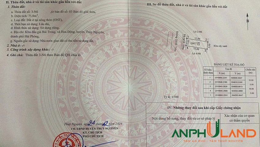 Bán lô 3N6 khu đấu giá Bái Trong, phường Thuỷ Nguyên, TP Hải Phòng