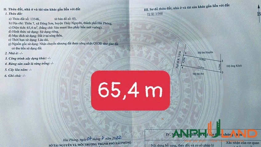 Chị chủ gửi bán lô đất phường Lưu Kiếm (Đông Sơn), TP Hải Phòng