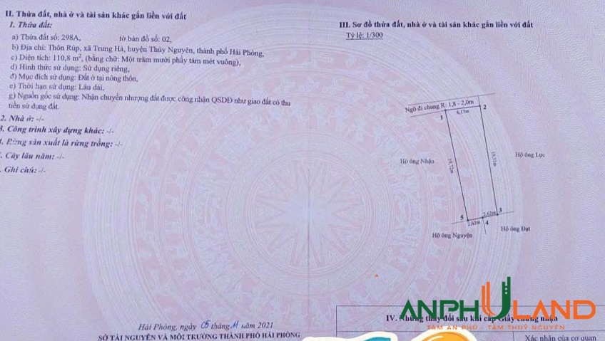 Bán lô đất hàng hiếm giá công nhân tại phường Hoà Bình (Trung Hà), TP Hải Phòng