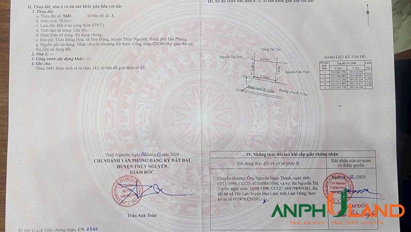 Cần bán lô đất TDP Đông Hoa, Phường Thủy Nguyên (xã Hoa Động), TP Hải Phòng