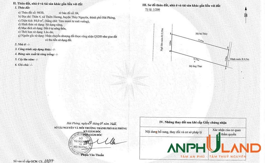 Chính chủ gửi bán lô đất tại phường Thiên Hương, TP Hải Phòng