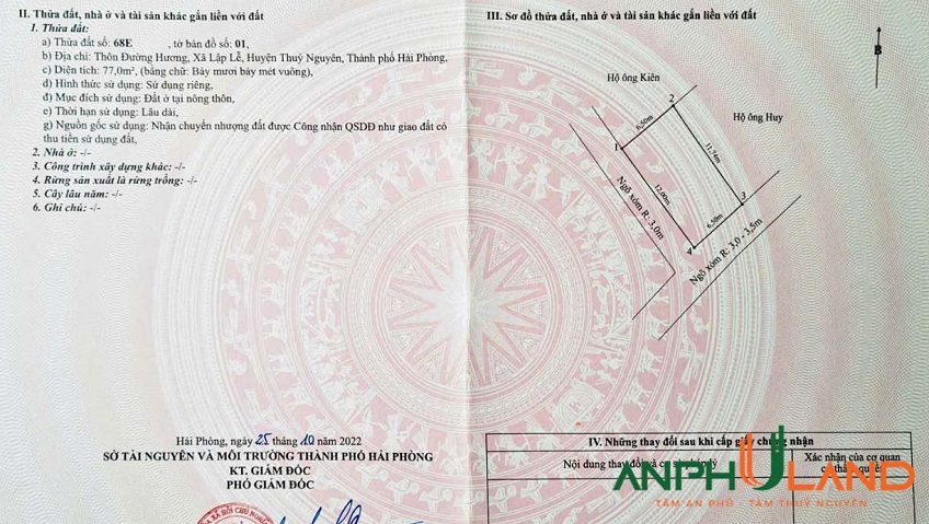 Bán lô đất ngay gần đường Vành Đai II, phường Nam Triệu (Lập Lễ), TP Hải Phòng