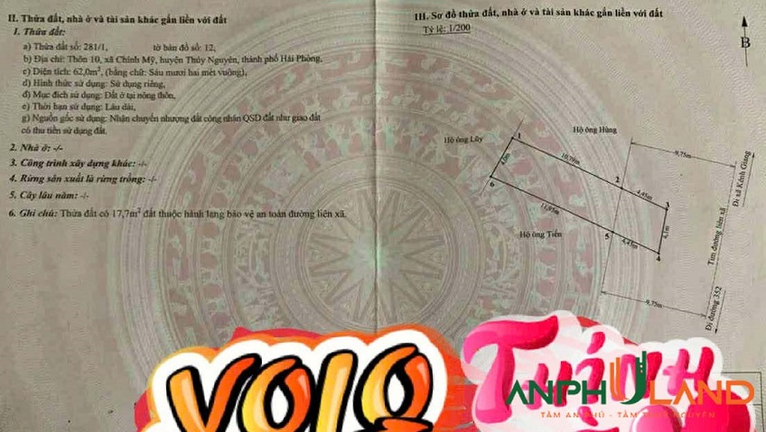 Bán 1 lô đất đẹp trục đường liên TDP phường Lê Ích Mộc (Chính Mỹ), TP Hải Phòng