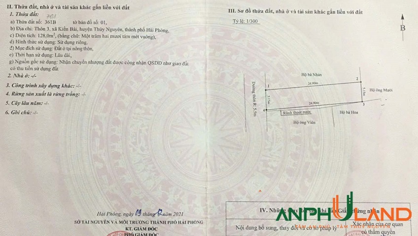 Bán lô đất mặt đường tổ dân phố tại phường Thiên Hương (Kiền Bái), TP Hải Phòng