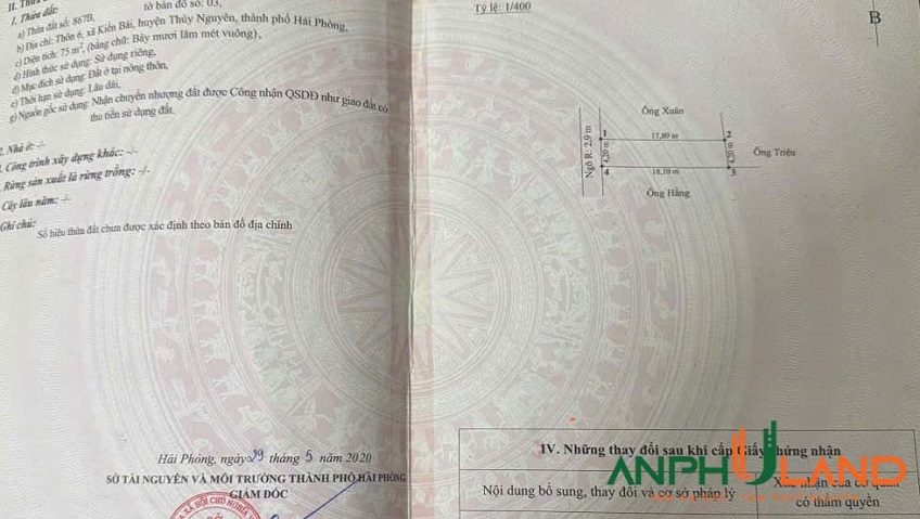 Bán lô đất hàng hiếm tại phường Thiên Hương (Kiền Bái), TP Hải Phòng