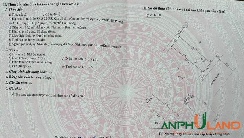 Bán căn shophouse SH.3-S2-R3 dự án Belhomes, phường Thuỷ Nguyên, TP Hải Phòng