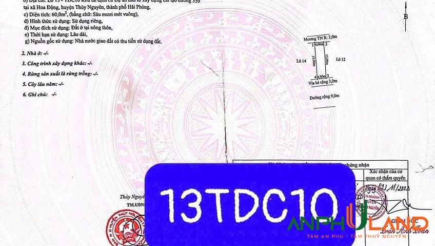 Cần bán lô đất TĐC Phường Thủy Nguyên ( xã Hoa Động), TP Hải Phòng