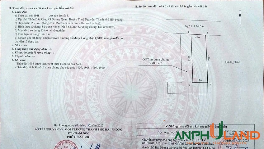 Bán lô góc siêu đẹp hiếm có tại phường Thuỷ Nguyên (Dương Quan), TP Hải Phòng